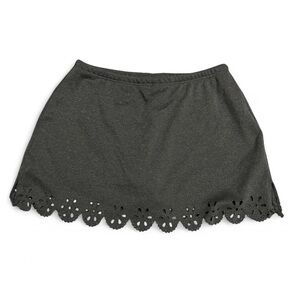 Rare City Gray Boho Eyelet Hem Skirt